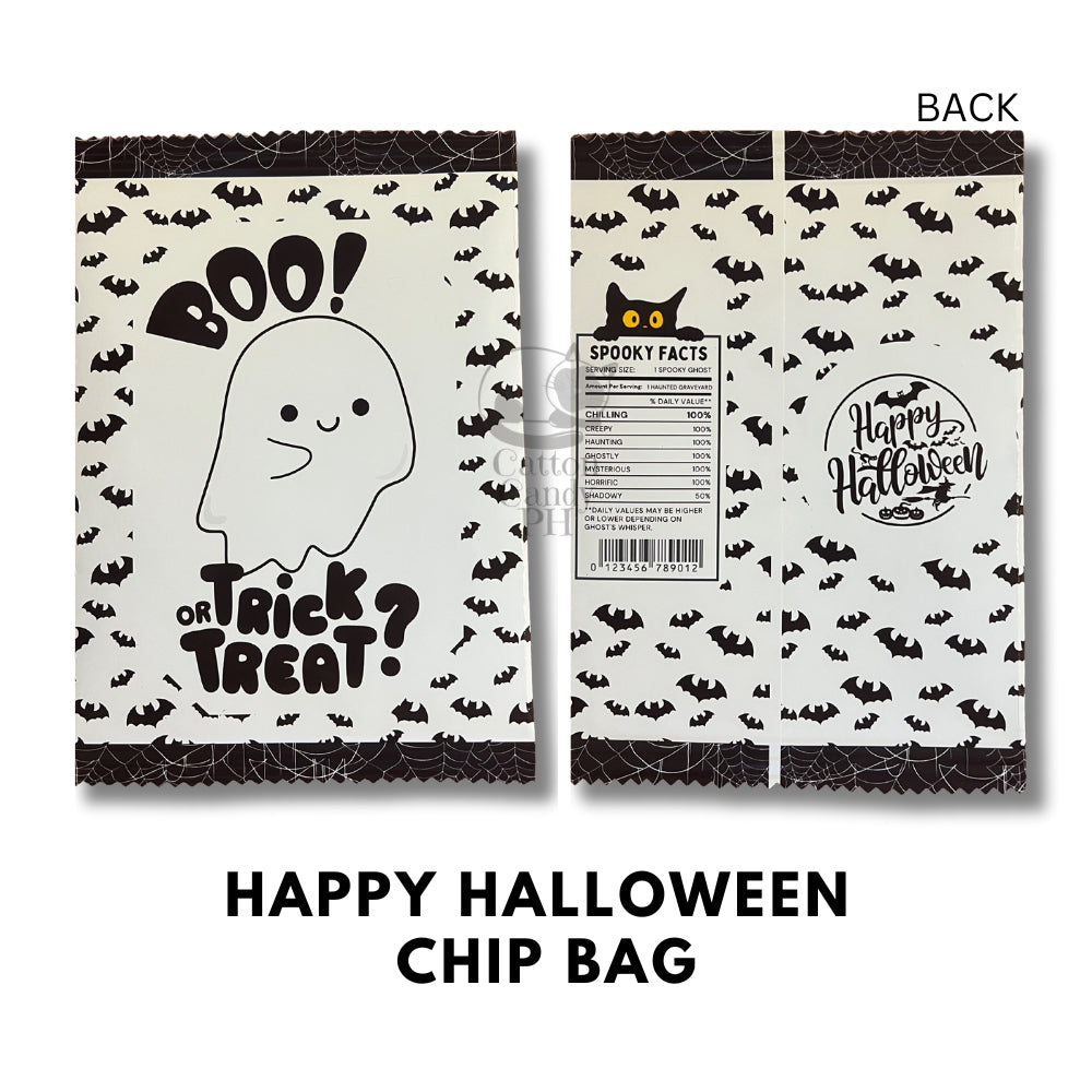 Happy Halloween Trick or Treat Cute Chip Bag Loot Bag Party Favor