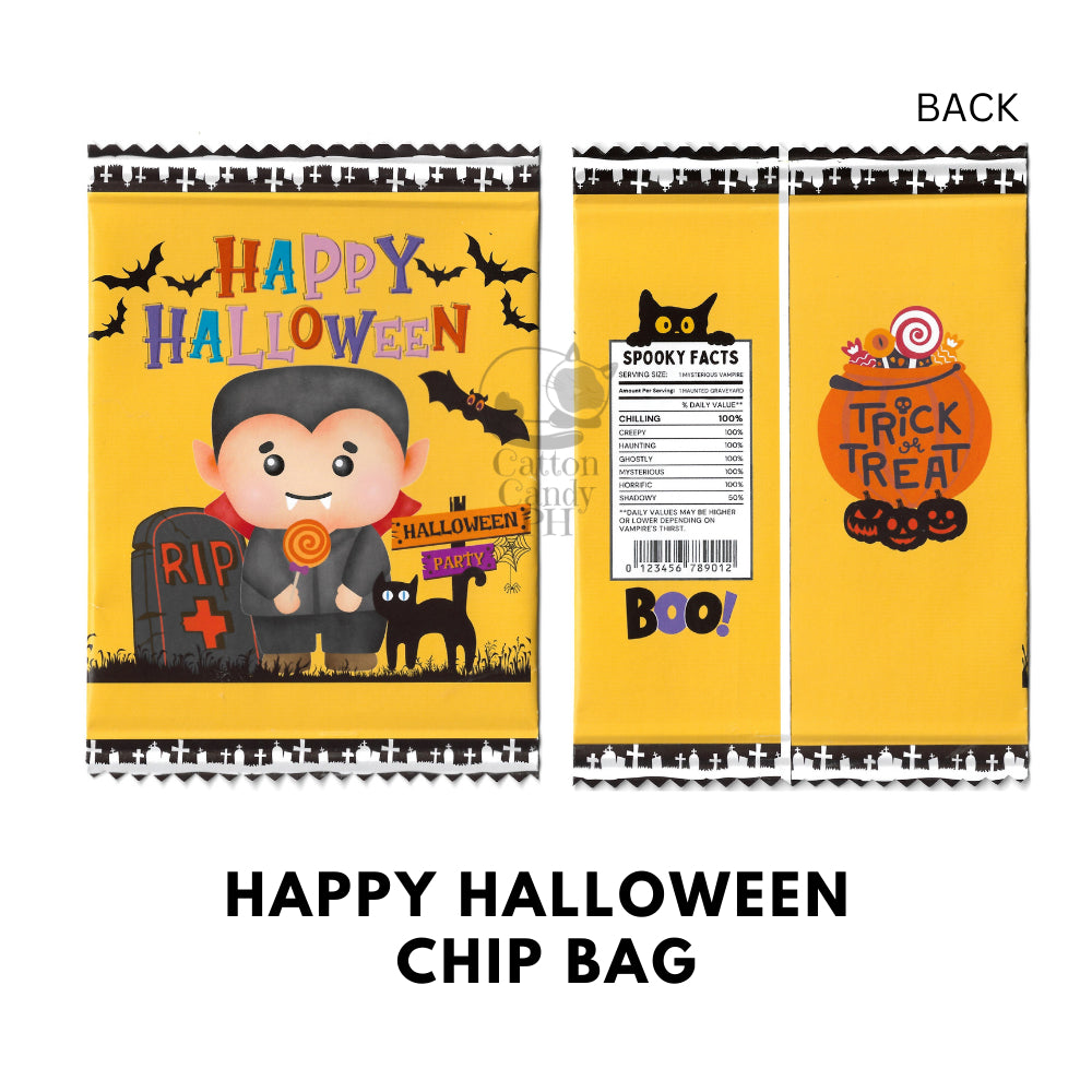 Happy Halloween Trick or Treat Cute Chip Bag Loot Bag Party Favor
