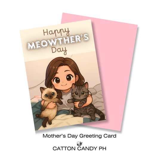 Happy Meowther's Day (Mom with 2 cats) Greeting Card with Envelope