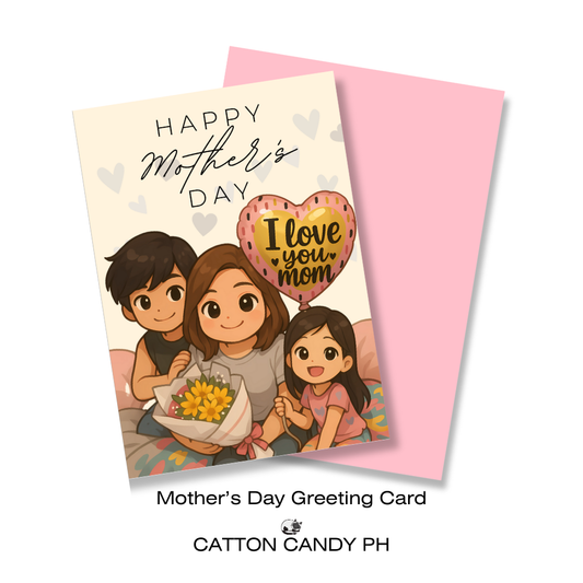 Happy Mother's Day Greeting Card (Mom with two kids) with Envelope