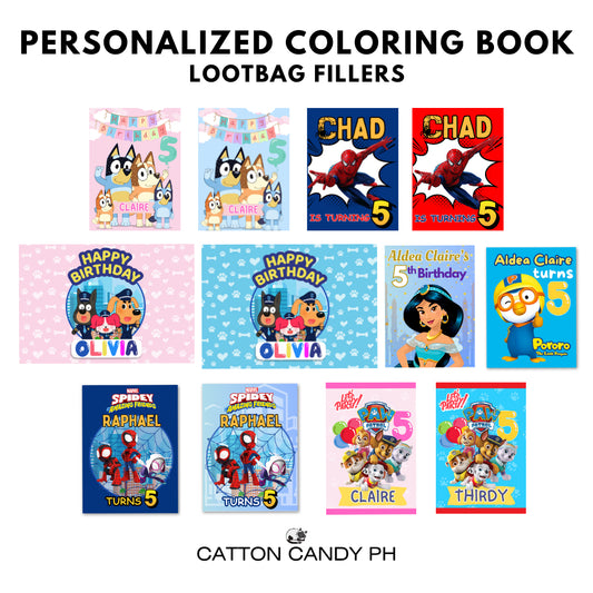 Personalized coloring book loot bag fillers Party favors Birthday Souvenirs