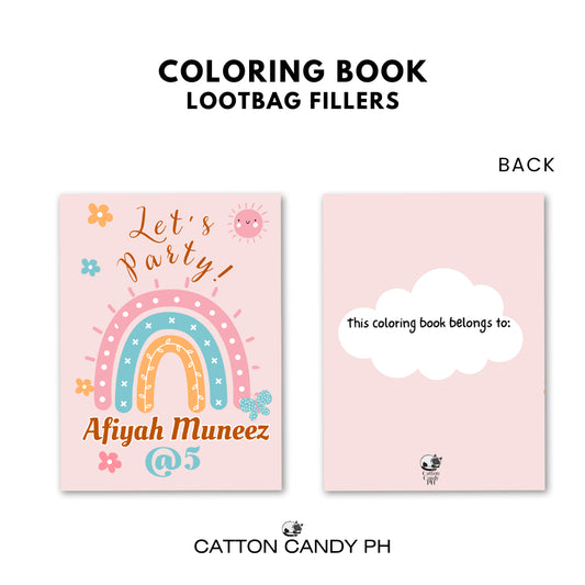 Personalized coloring book loot bag fillers Party favors Birthday Souvenirs