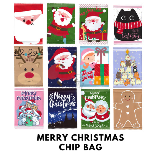 Christmas Santa Claus Reindeer Elf New Year Cute Chip Bag Loot Bag Party Holiday Favor
